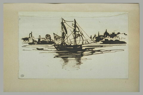 Bateau devant un port, en Orient, image 1/1