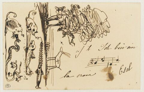 Croquis caricaturaux d'animaux dans un paysage, image 1/2