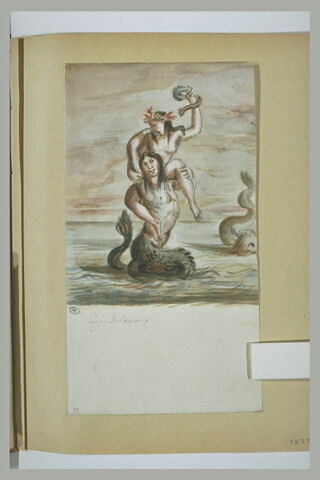 Sirène portant une femme tenant un serpent, à droite, un serpent, image 1/1