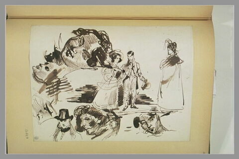 Etudes d'un couple, de femme et de têtes, image 1/1