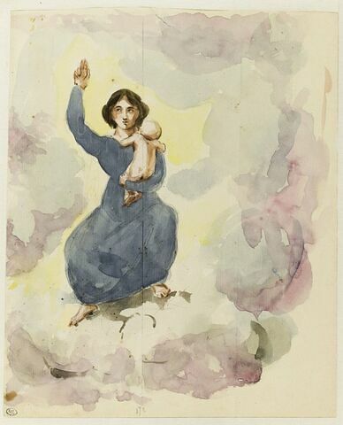 Vierge à l'Enfant, sur des nuages