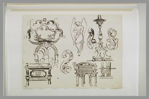 Etudes de cartouches et d'ornements, image 1/1