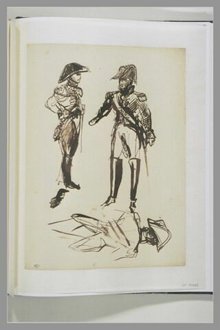 Trois études d'officiers en costume du début du XIX e siècle, image 1/1