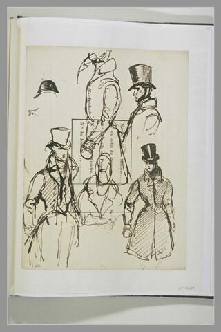 Etudes de figures en redingote et haut-de-forme, image 1/2