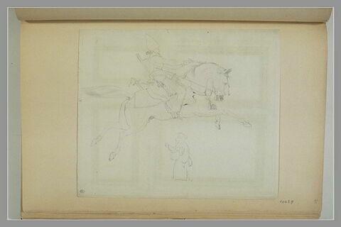 Cavalier oriental galopant et croquis d'un oriental, image 1/2