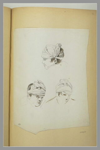 Trois études d'une tête d'homme bandée, image 1/1