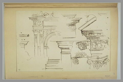Etude d'architecture ; pilier ; fronton, image 1/1