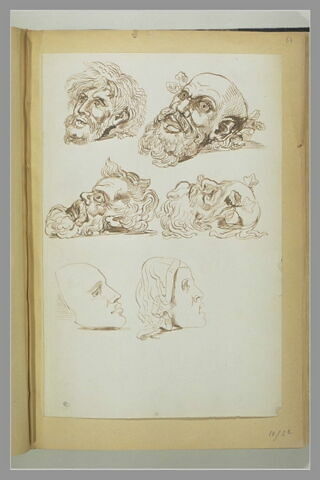 Six études d'après des masques antiques, image 1/1
