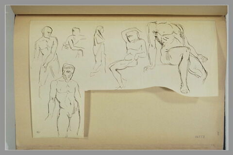 Etudes d'hommes nus et de figures drapées à l'antique, image 1/1