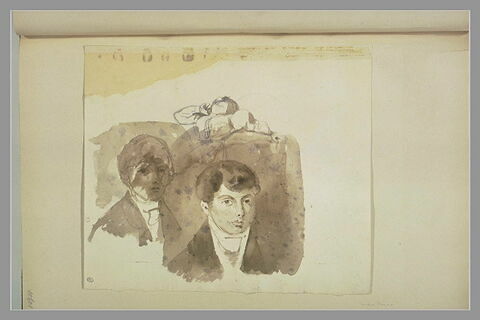Un homme rétendu ; deux portraits de jeune homme, en buste, image 1/1