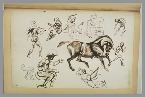 Etudes d'un cheval et des personnages de type antique, image 1/1