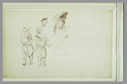 Etudes de diverses figures dont celle d'un homme d'époque Louis XIII, image 1/1