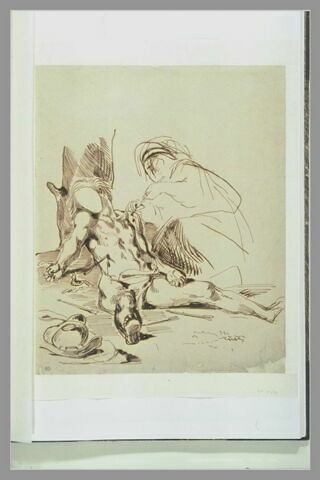 Saint Sébastien étendu sous un arbre et sainte Irène retirant une flèche, image 1/1
