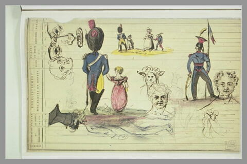 Etudes de militaires, de femmes et de têtes, image 1/1