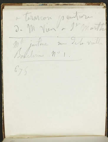 Notes manuscrites : 'a tarascon peintures de M. Vien a Ste Marthe'