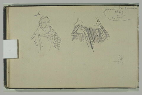 Deux études pour un portrait du Président Molé et notes manuscrites, image 1/1