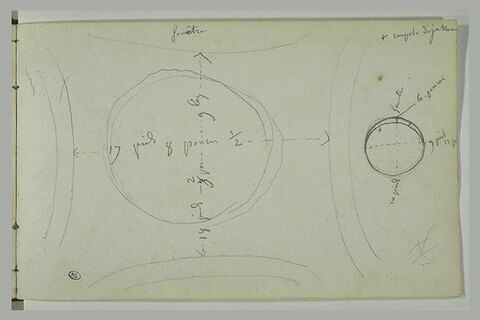 Etude d'architecture et notes manuscrites, image 1/1