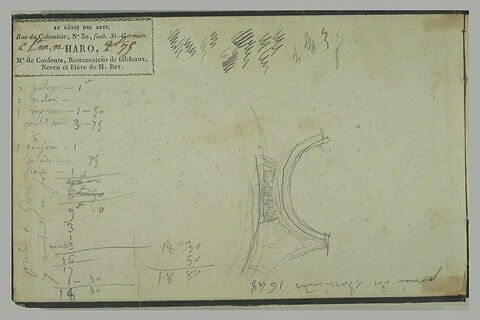 Notes manuscrites et étude d'élément d'architecture, image 1/1