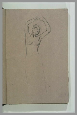 Femme nue, debout, les bras levés, image 1/1