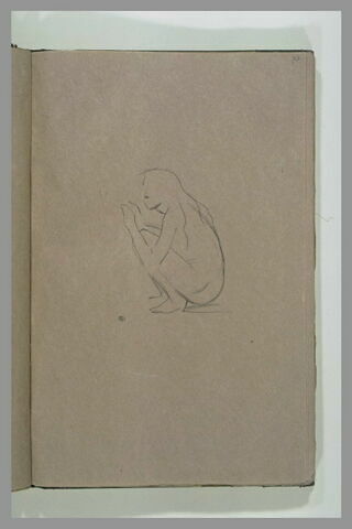 Silhouette d'une femme assise sur ses talons, de profil, image 1/1