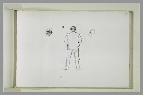 Homme de dos, tête de femme portant un bonnet phrygien, et tête, image 1/1
