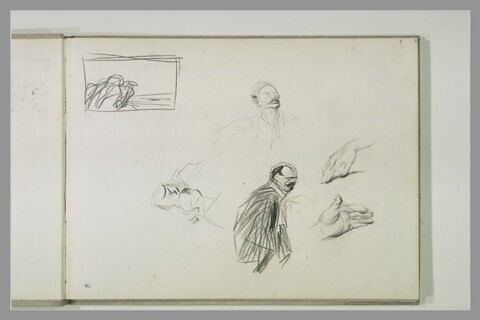 Etudes de figures et de mains, image 1/1