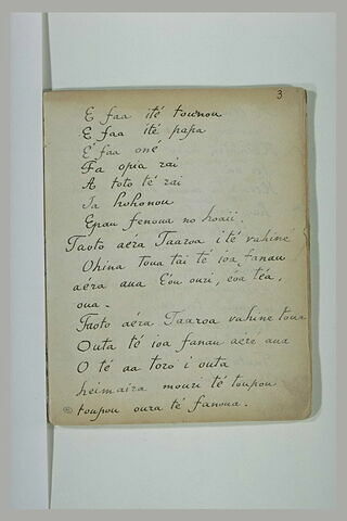Texte manuscrit en langue tahitienne, image 2/2