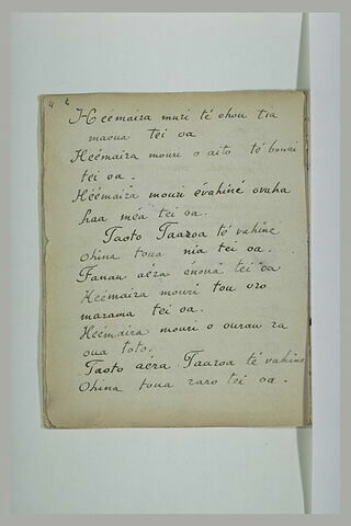 Texte manuscrit en langue tahitienne, image 3/3