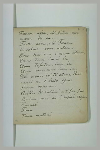 Texte manuscrit en langue tahitienne, image 2/2