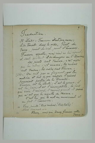 Texte manuscrit en langue française, image 2/2