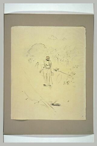 Homme se promenant dans une allée de jardin, image 1/1