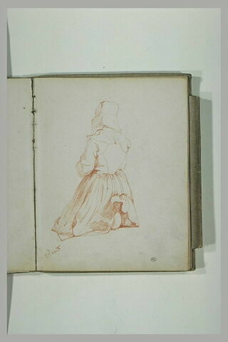 Femme agenouillée, vue de trois quarts, tournée vers la gauche, image 1/1