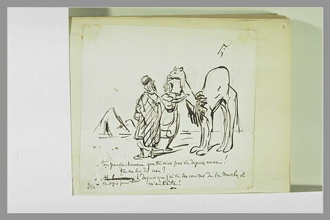 Caricature : deux arabes et un chameau