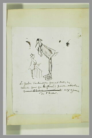 Caricature : homme devant un flamand habillé