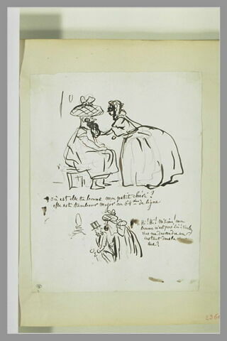 Caricatures : homme travesti et une femme ; deux figures déguisées, image 1/1