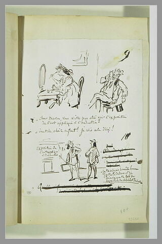 Caricatures : conversation entre un homme et une femme ; deux artistes, image 1/1