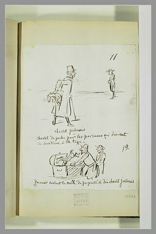 Caricatures : minuscule cheval s'échappant de la poche d'un homme ; douanier, image 1/1