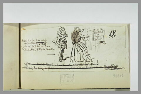Caricature : dialogue entre deux acteurs en costume Henri IV, image 1/1