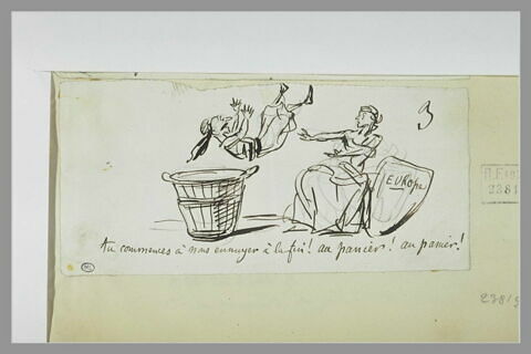 Caricature : une femme jettant un grec au panier, image 1/1