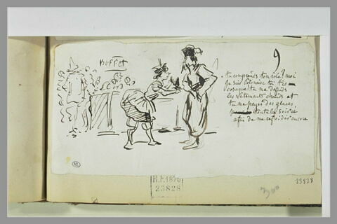 Caricature : deux travestis, une femme en polonaise, un homme en cosaque, image 1/1