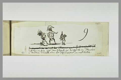 Caricature : une femme noire à genoux et un petit garçon devant un soldat, image 1/1