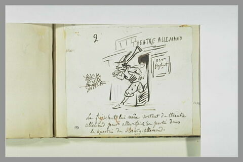 Caricature : Freischütz sortant du théâtre allemand