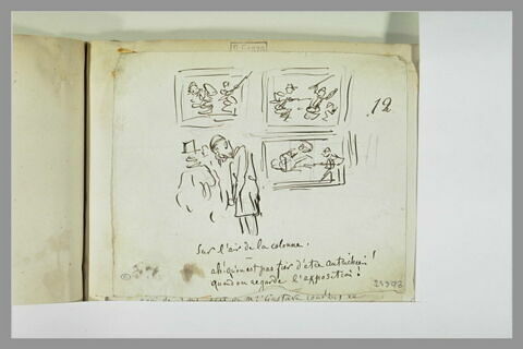 Caricatures : deux hommes à une exposition de tableaux de guerre, image 1/1