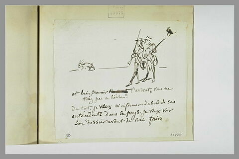 Caricature : deux chasseurs et un lièvre, image 1/1