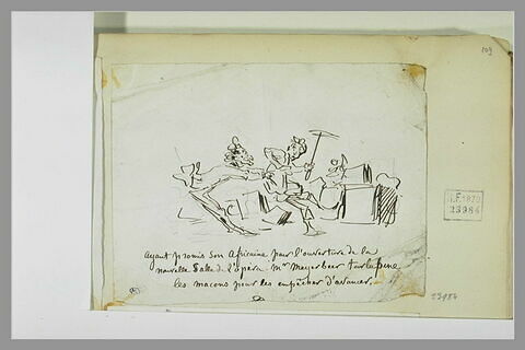 Caricature : M. Meyerbeer tirant par la veste un tailleur de pierres, image 1/1