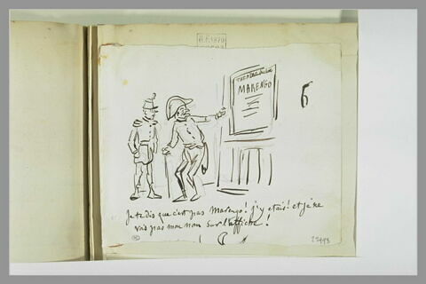 Caricature : un invalide montrant à un soldat une affiche de théâtre, image 2/2