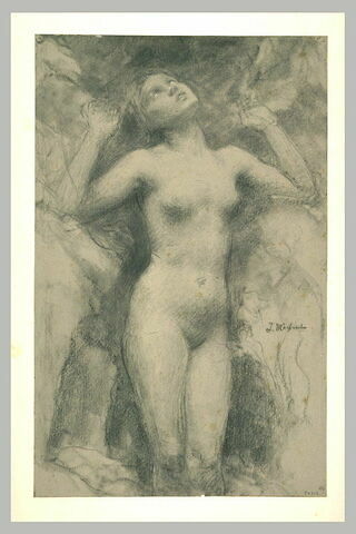 Femme nue, debout, légèrement tournée de trois quarts vers la droite, image 1/1