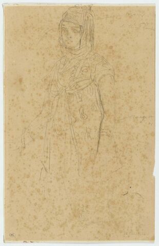 Jeune femme arabe debout, de trois quarts, image 1/2