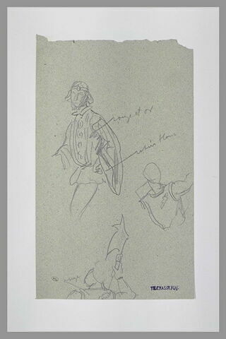 Jeune homme en costume du XVe siècle ; homme en buste ; guerrier