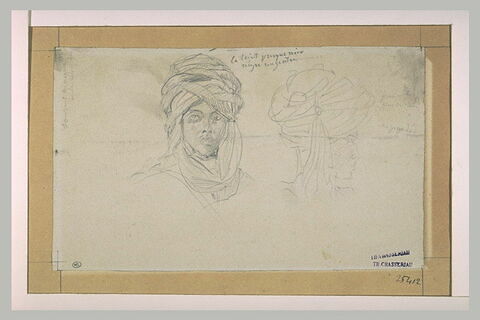 Tête d'arabe portant un turban, de face et de profil, image 1/1